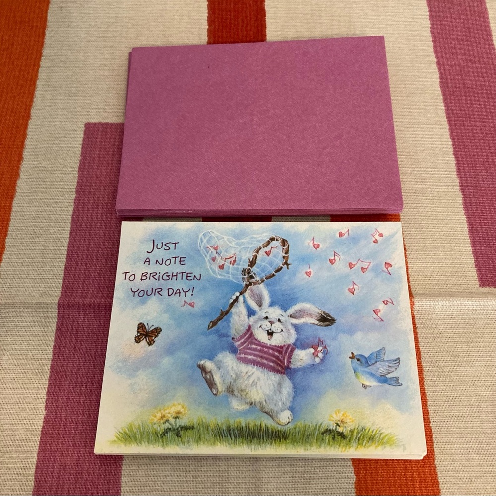 Vintage American Greetings FORGET ME NOT Bunny Note Cards & Envelopes Set of 10